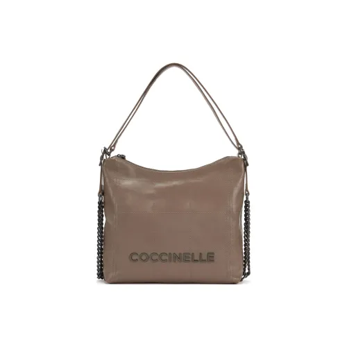 COCCINELLE Cow Leather Hobo Bag Portable Crossbody Bag Shoulder Bag Large Size Unisex Light Gray