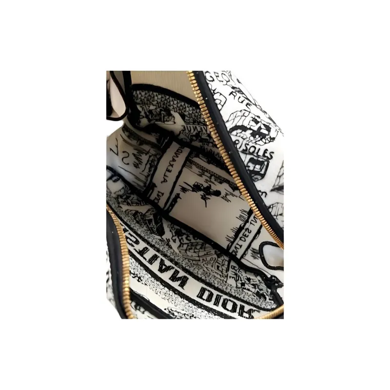 DIOR Canvas Bag Makeup Bag Trumpets Women's Black & White-3