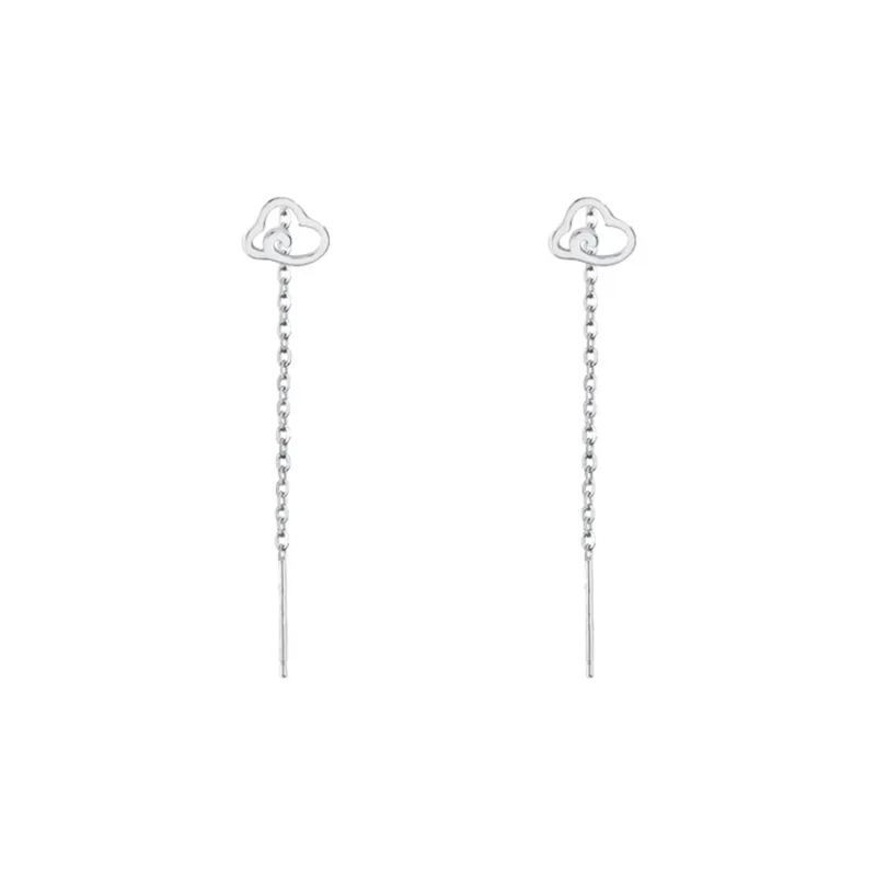 SHK Sterling Silver S999 Drop Earrings Women's-0