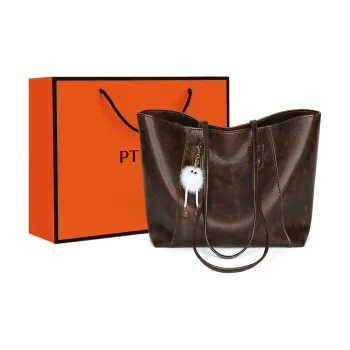 PT'SON Synthetic Leather Tote Portable Shoulder Bag Regular Women's Coffee/Black