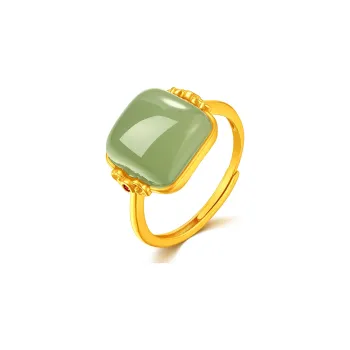 LAOMIAO Rings Pale Greenish White Jade Women's