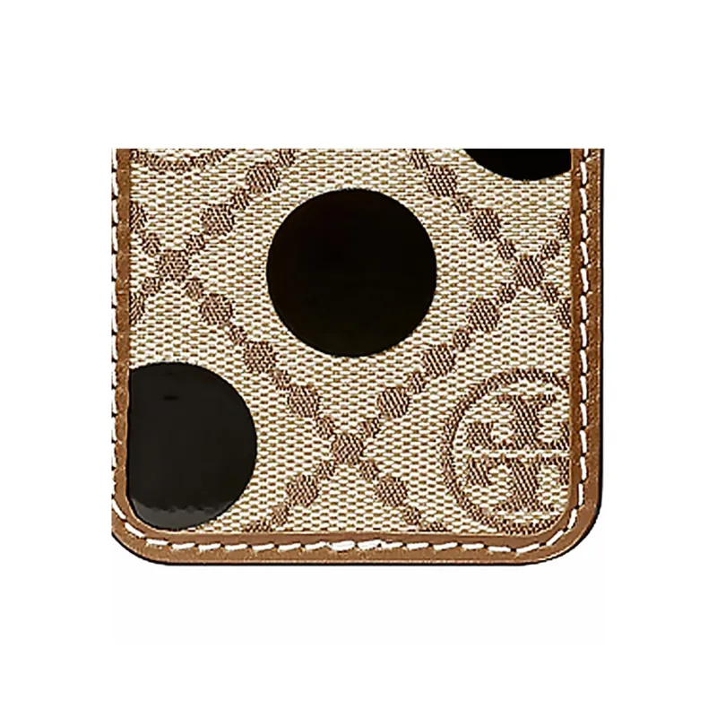 TORY BURCH T Monogram Jacquard With Leather Trim Card Holder Unisex Hazelnuts Brown-4
