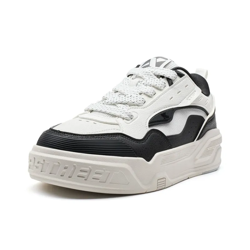 XTEP Anti-Slip And Wear-Resistant Coverage Low-Top Skateboard Shoes Men's Black White-1