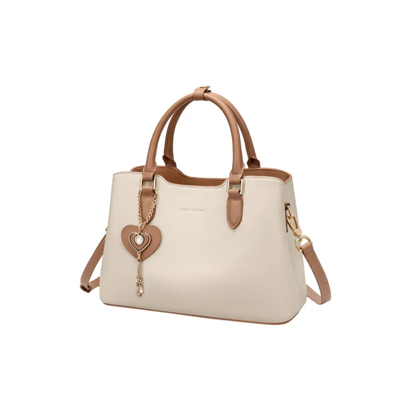 GOLF Cow Split Leather Bonded Synthetic Leather Handbag Regular Women's Ecru & Brown/Blue-1