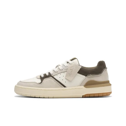 Clarks Low Top Skateboard Shoes Men's White/dark Olive Green