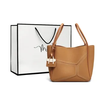 MILLIE'S Cow Leather Underarm Mother Daughter Bucket Bag, One Shoulder Handbag Regular Women's Cookie