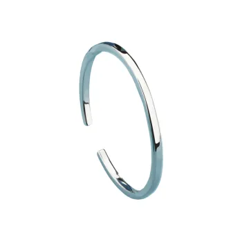 QINGFU 999 Fine Silver Open Ended Bangle With Smooth Finish Solid Women's