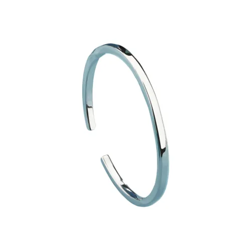 QINGFU 999 Fine Silver Open Ended Bangle With Smooth Finish Solid Women's