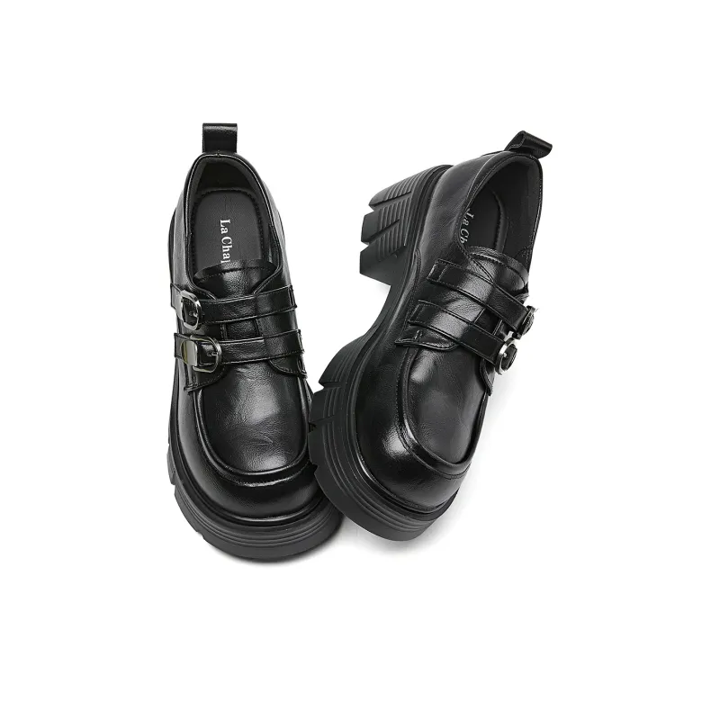 La Chapelle Chunky Heel High Heels Women's Black-2