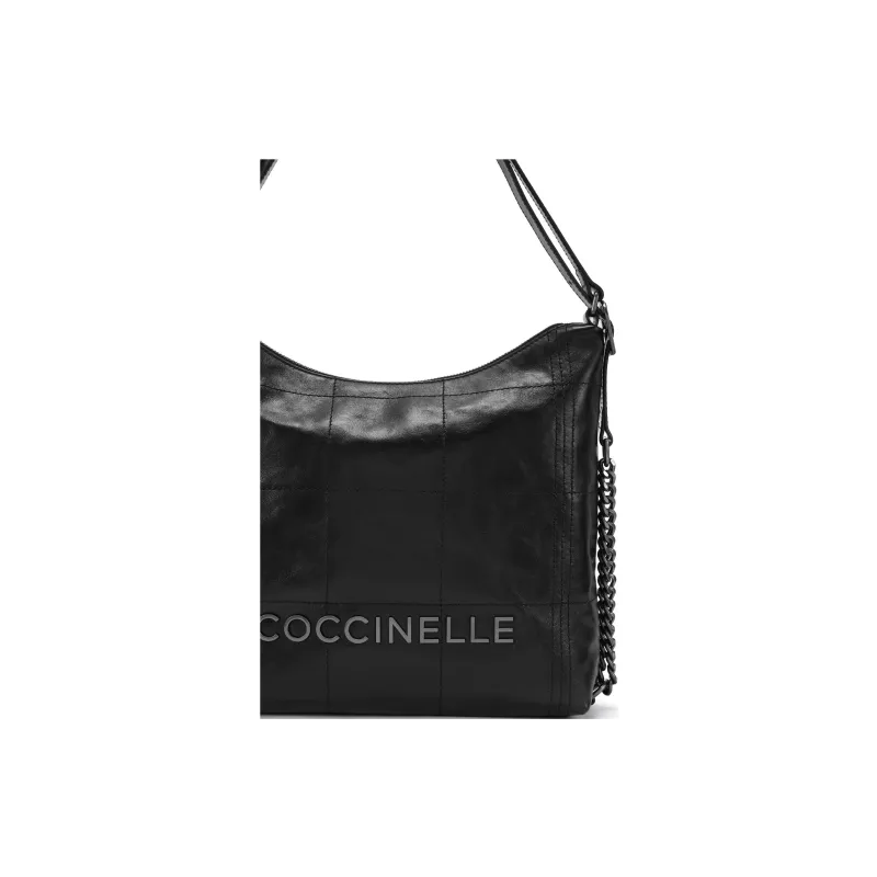 COCCINELLE Waxed Leather Hobo Bag, Handbag, Shoulder Bag Large Size Women's-6