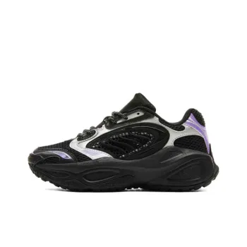 PEAK Taichi Winged Flight Anti Slip Wear Resistant Low Top Chunky Sneakers Unisex Black Purple