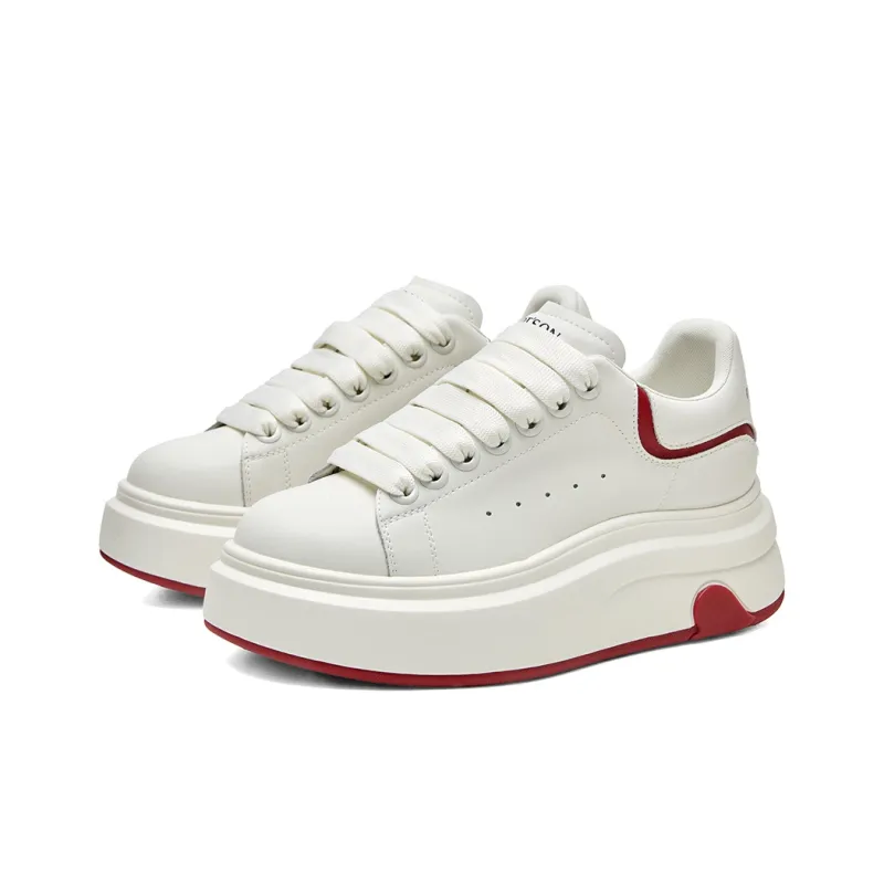 PT'SON Versatile Platform White Sneakers Height Increasing Low Top Skateboard Shoes Women's-7