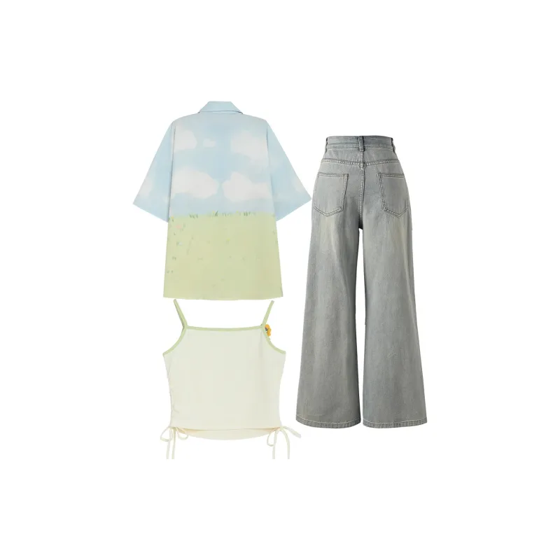 SNBL Casual Suits Women's Shirt+Camisole+Pants-1
