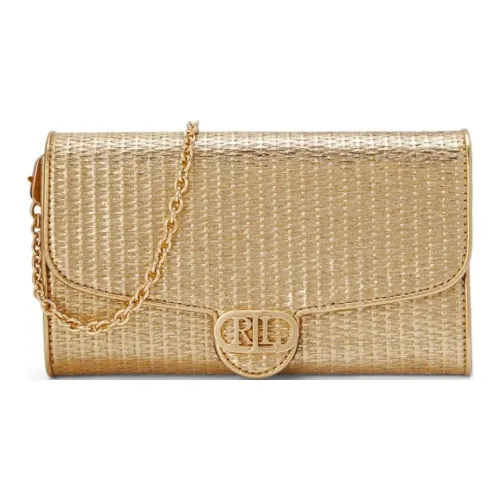 Ralph Lauren Fabric Shoulder Bag Crossbody Bag Medium Size Women's Gold