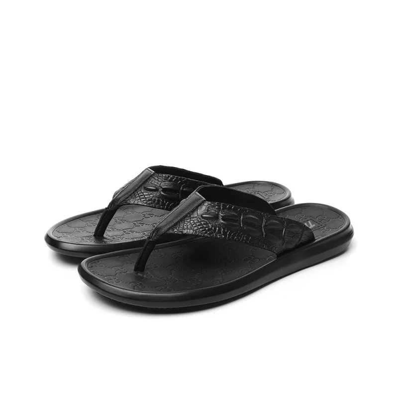 XIMO BULL Rubber Sole Totem Slip-Resistant Flip Flops Men's Black-6