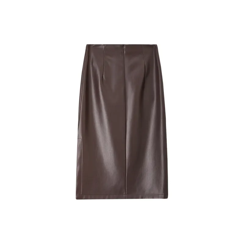SENTUBILA Leather Long Skirts Women's-6