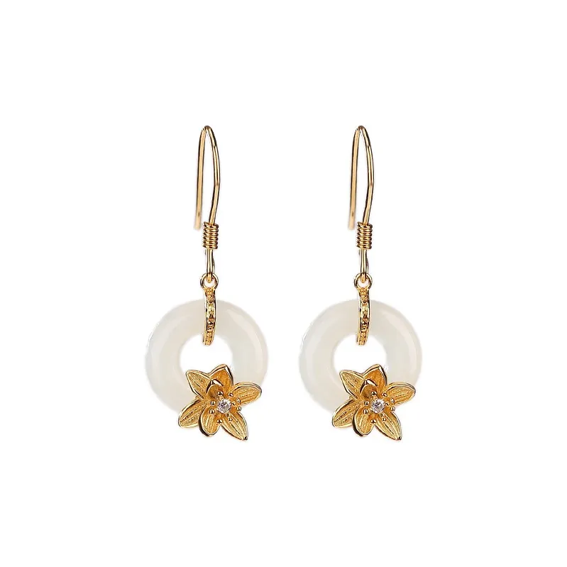 Royal Heaven's Choice Earrings Pale Greenish White Jade Unisex-0