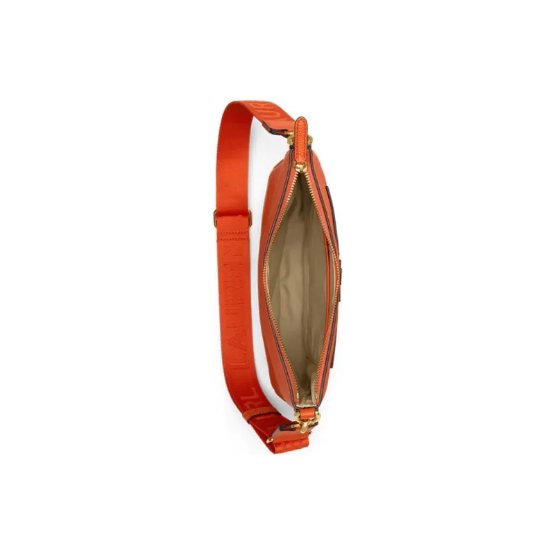 Ralph Lauren Cow Leather Shoulder Bag, Crossbody Bag Large Size Women's Orange-3