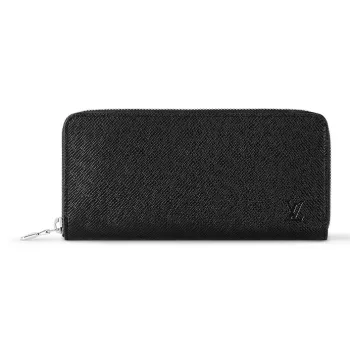 LOUIS VUITTON Zippy Taiga Leather Wallet Men's Black
