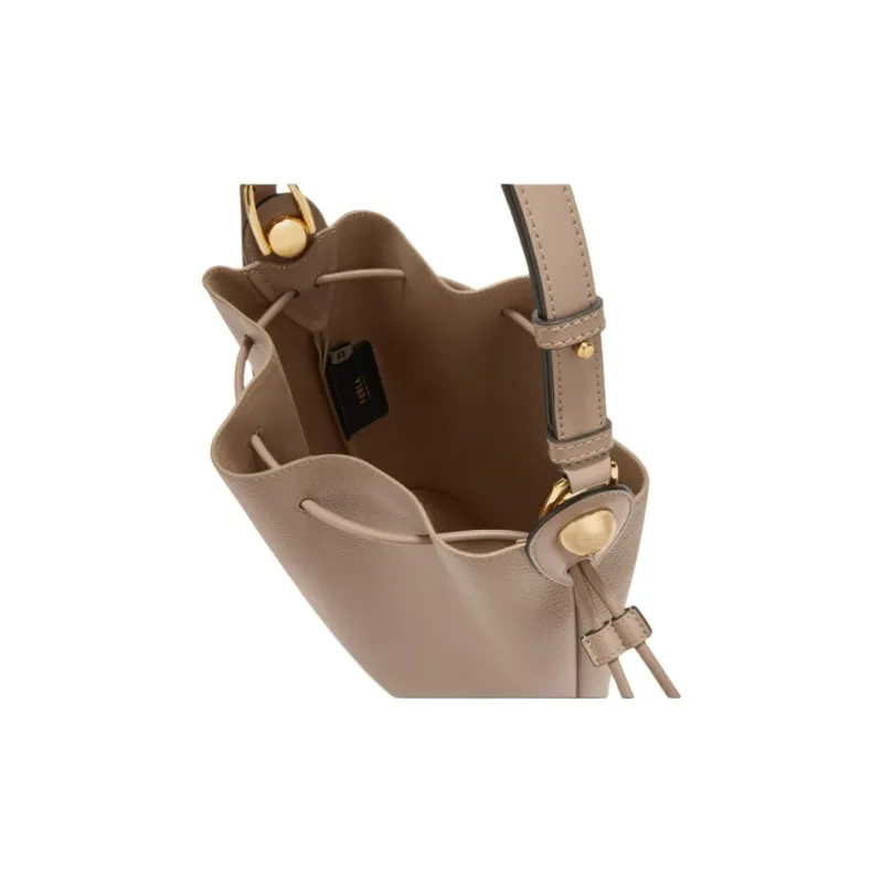 Furla Textured Calfskin Bucket Bags Shoulder Bags Small Size Women's Camel-3