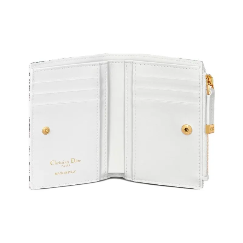 DIOR Caro Calfskin Wallet Women's White & Multicolor-3