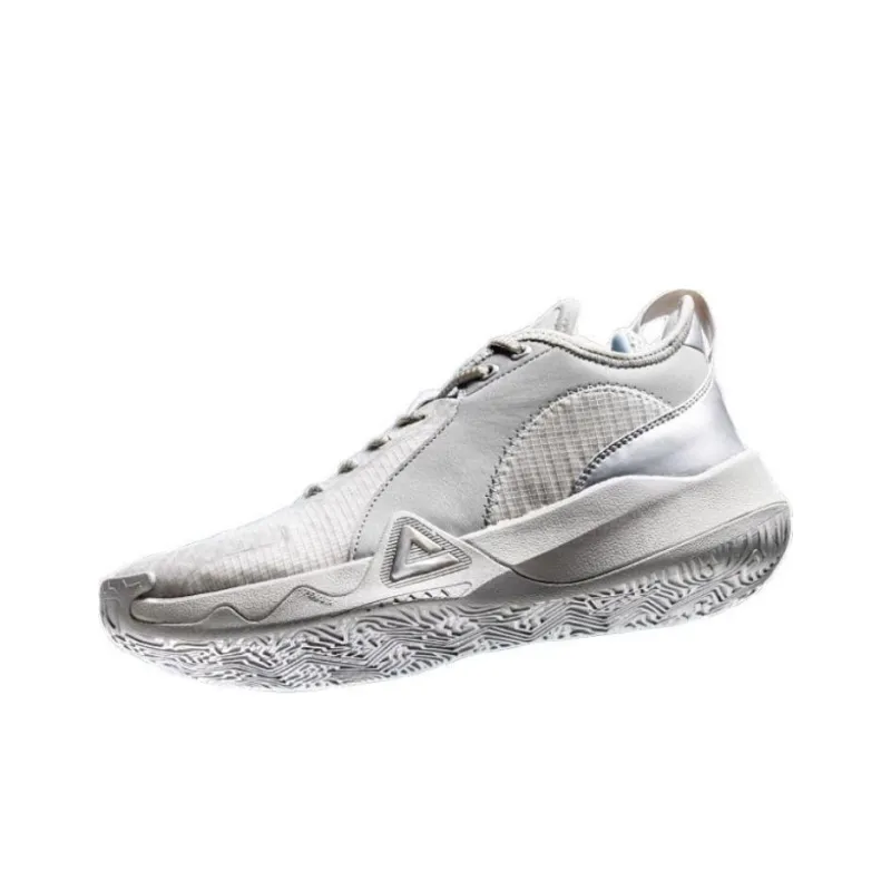 PEAK Cushioned Slip-Resistant Abrasion-Resistant Low-Top Basketball Shoes Men's Ice Gray-2