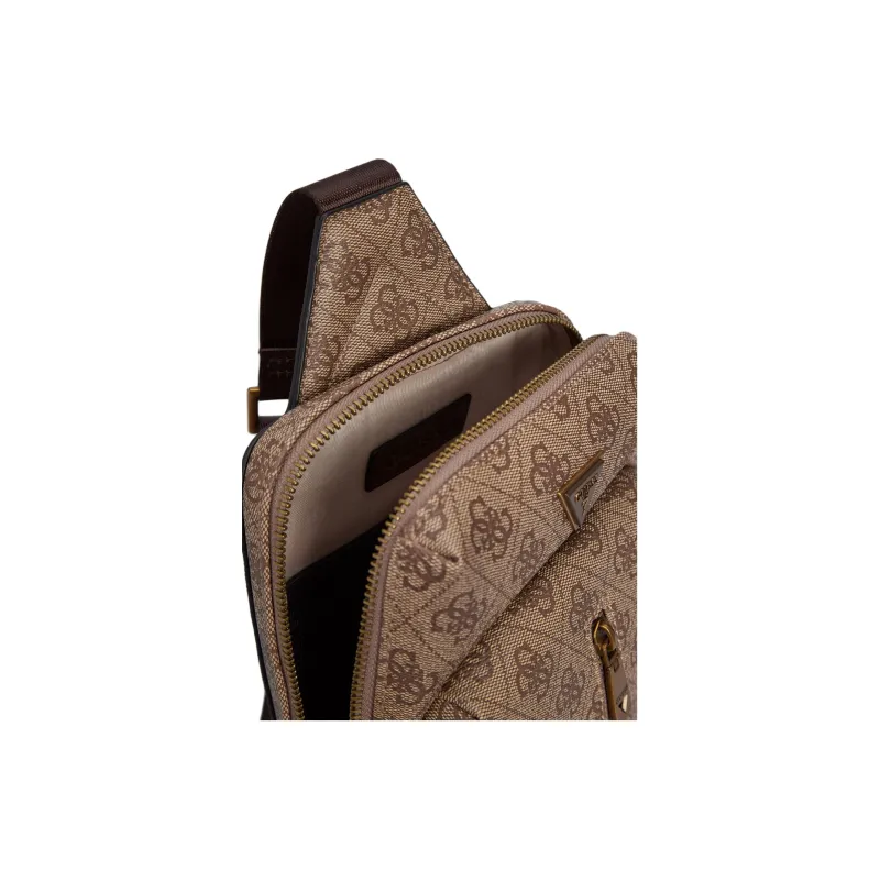 GUESS Recycled Materials Sling Bag Regular Men's Brown-3
