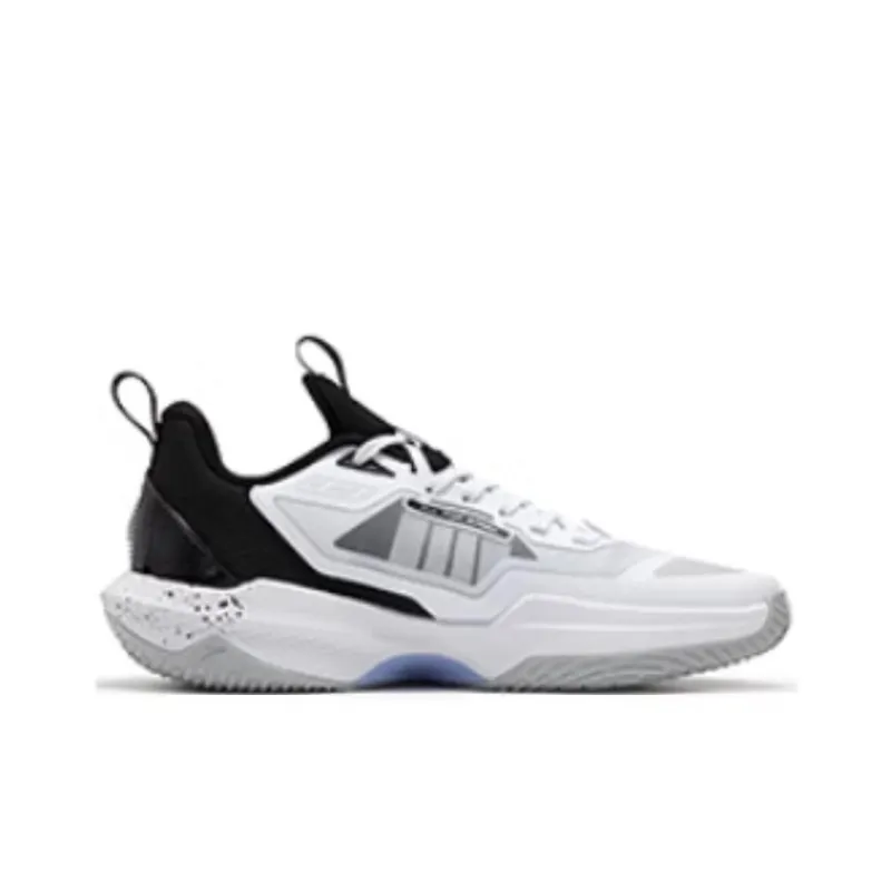 361° Abrasion Resistant Low Top Basketball Shoes Men's Black White-1