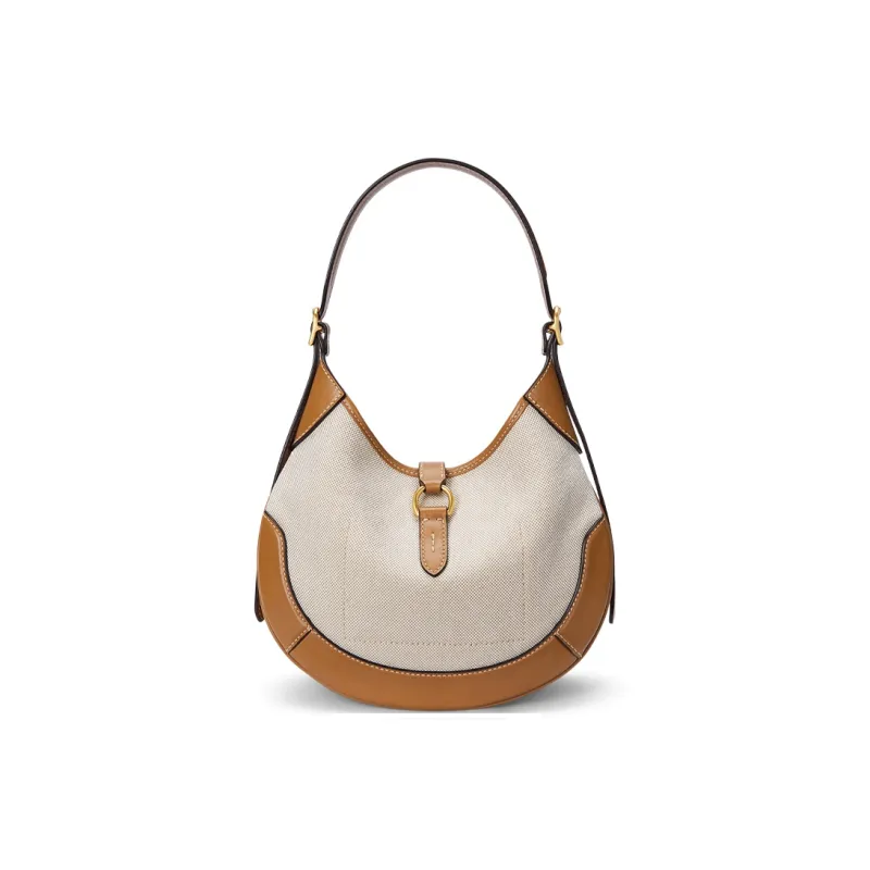Polo Ralph Lauren Polo ID Fabric Shoulder Bag Trumpets Women's Natural & Brown & Yellow-3