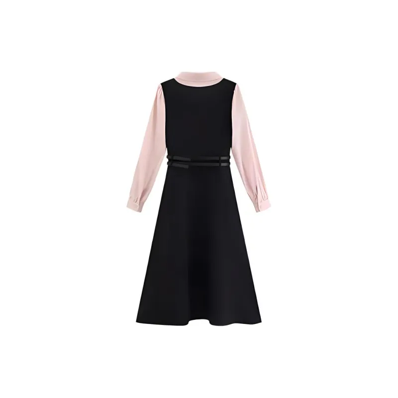 KKX Long-Sleeved Dresses Women's Pink & Black-1
