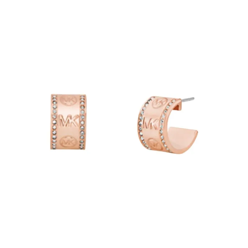 MICHAEL KORS Pavé Logo Huggie Hoop Earrings-0