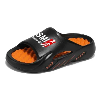 BEAR UNION Home Slippers, Unisex Black Orange