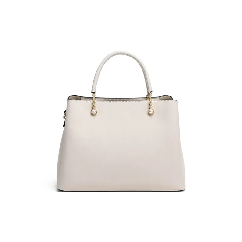 COMELY Cow Leather Handbag Shoulder Bag Crossbody Bag Kelly Bag Regular Women's Ecru-3