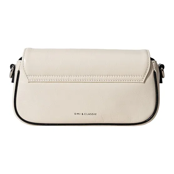 OMI Cow Leather One Shoulder Handbag Crossbody Bag Regular Women's Deep Black/Ecru-9