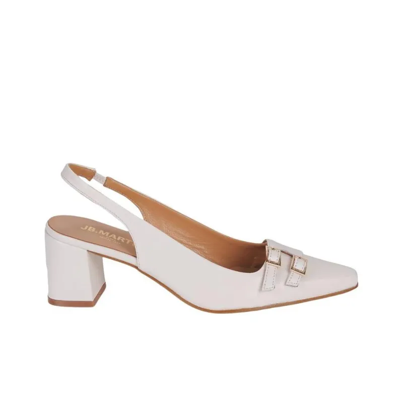 JB MARTIN Venerable Chunky Heel High Heels 6cm Women's White-1