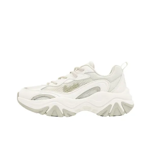 QIAODAN Abrasion Resistant Breathable Height Increasing Low Top Casual Shoes Women's White Beige