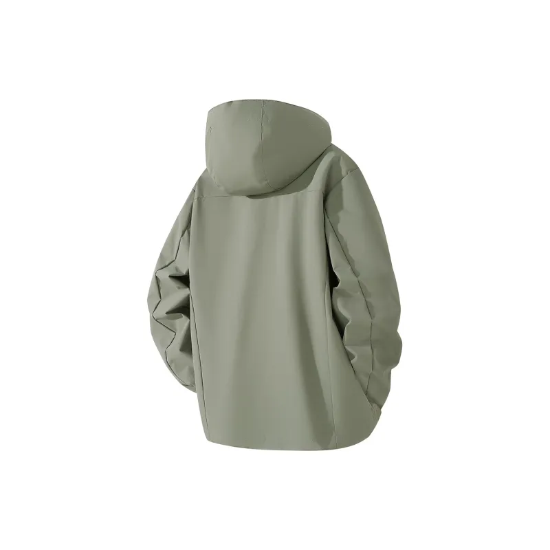 Feiyue Water-Resistant Windproof Warm Cold-Resistant Windbreaker Jacket Unisex Glacier White-13