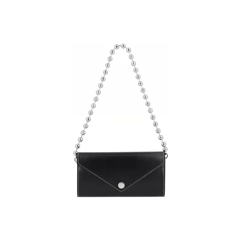 GANNI Recycled Leather Chain Wallet, Shoulder Bag Women's Black-0
