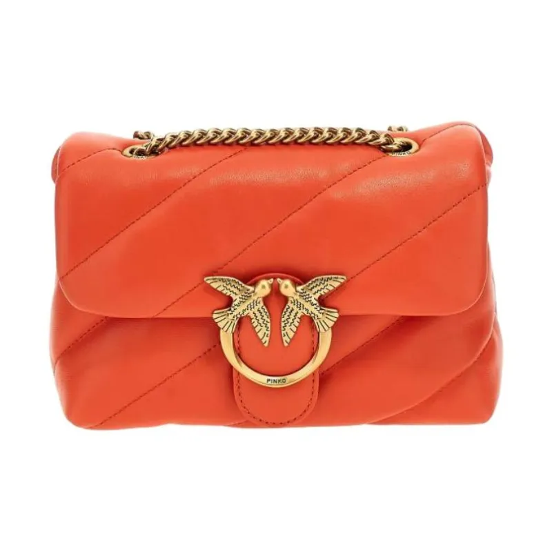 PINKO Love Bag Puff Sheepskin Shoulder Bag Crossbody Bag Mini Women's Orange-1