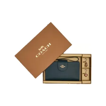 COACH Boxed Cross Grain Leather Handle Handheld Inner Compartment Wallet Box Small Size Women's Jasper