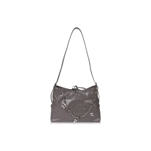 KARL LAGERFELD Top Grain Cow Leather Portable Underarm Crossbody Bag, Shoulder Bag Regular Women's Gray