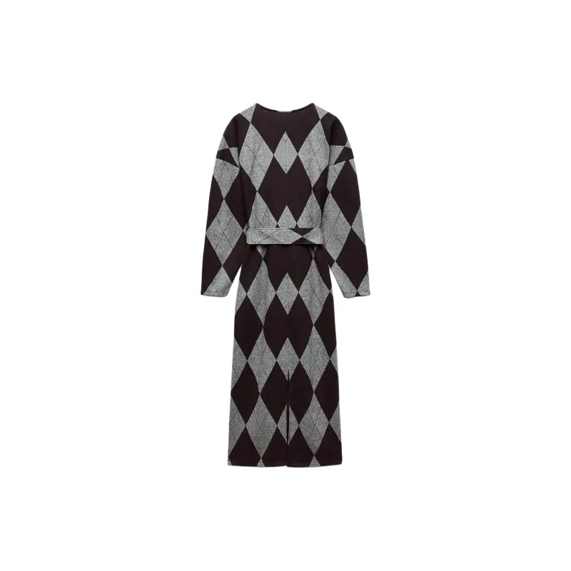 ZARA Long Sleeved Dress Women's Mink Brown-1