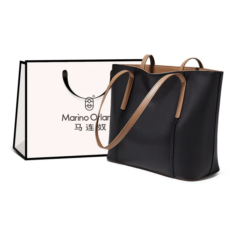Marino Orlandi Genuine Cow Leather Commute Bag, Tote Bag, Shopping Bag, Handbag, Shoulder Bag Large Size Women's-0
