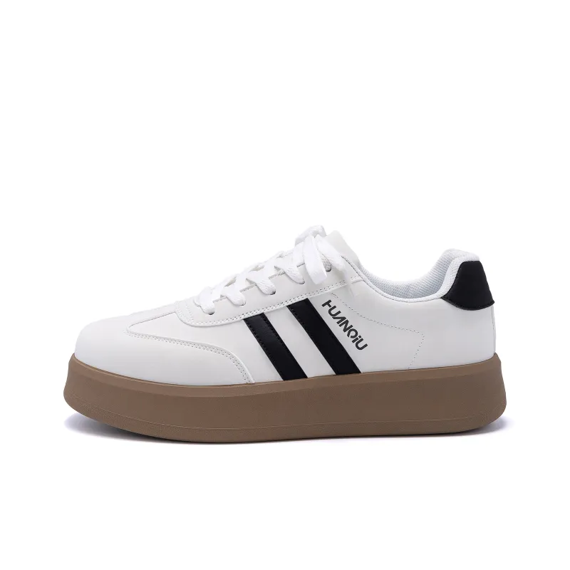 HUANQIU Height Increasing Cushioning Low Top Skateboard Shoes Men's White Black-0
