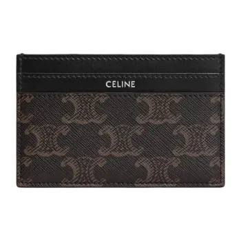 CELINE CANVAS TRIOMPHE Canvas Card Holder Medium Size Men's Black & Brown