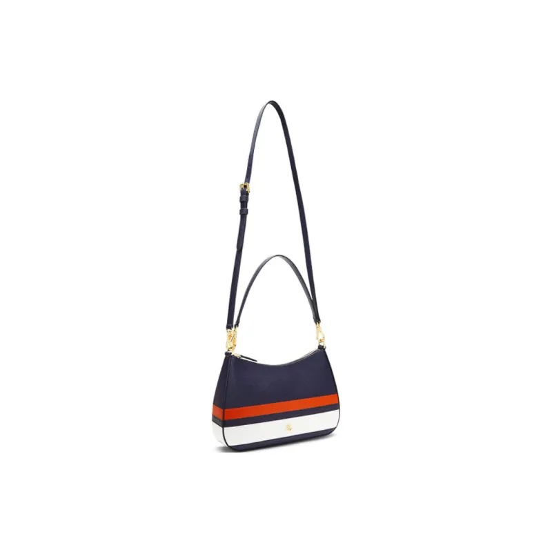 Ralph Lauren Cow Leather Portable Crossbody Bag Shoulder Bag Medium Size Women's Blue/White/Red-1