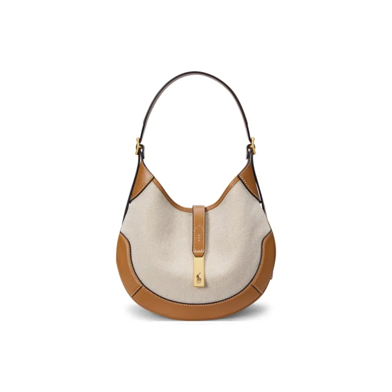 Polo Ralph Lauren Polo ID Fabric Shoulder Bag Trumpets Women's Natural & Brown & Yellow-0