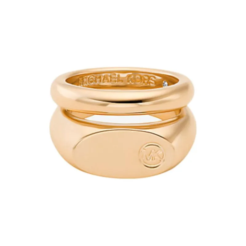 MICHAEL KORS Logo Engraved Double Layered Signet Ring-0
