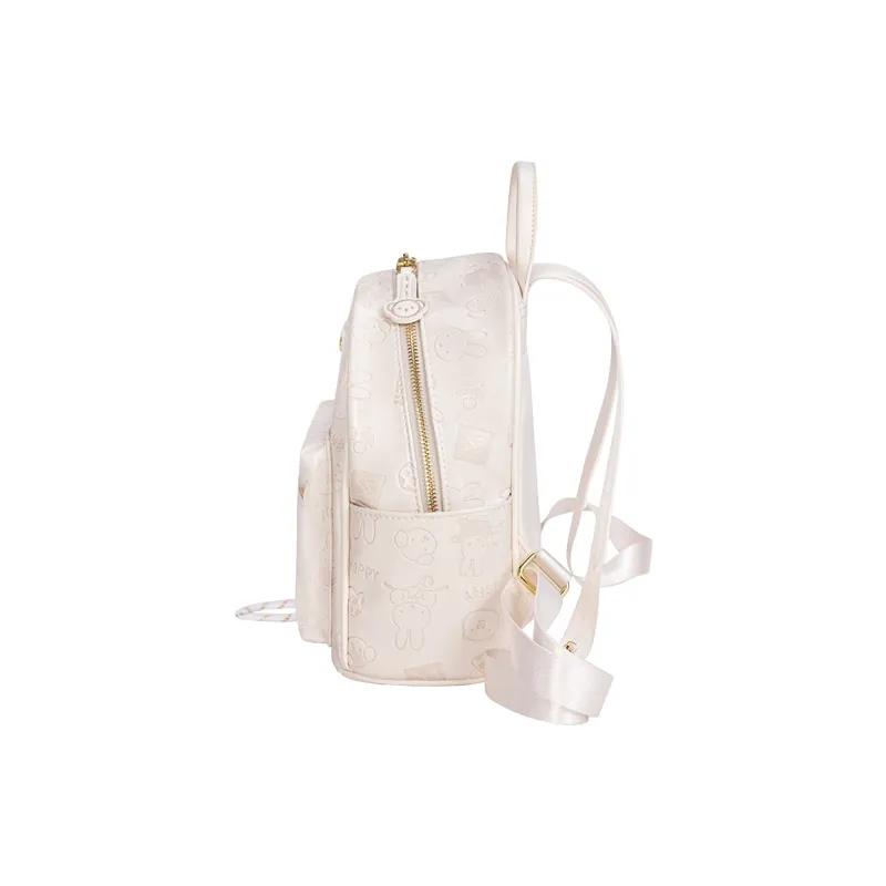 Miffy Synthetic Leather Backpack Women's Ecru/Pink-2
