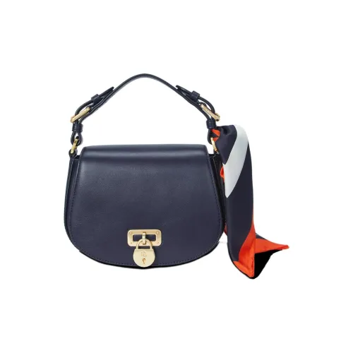 Ralph Lauren Tanner Cow Leather Shoulder Bag Crossbody Bag Handbag Medium Size Women's Dark Blue